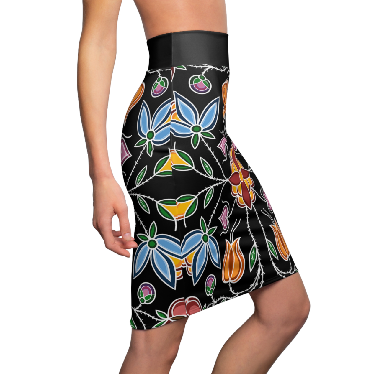 Gashkibidaagan Ojibwe Floral Print - Women's Pencil Skirt