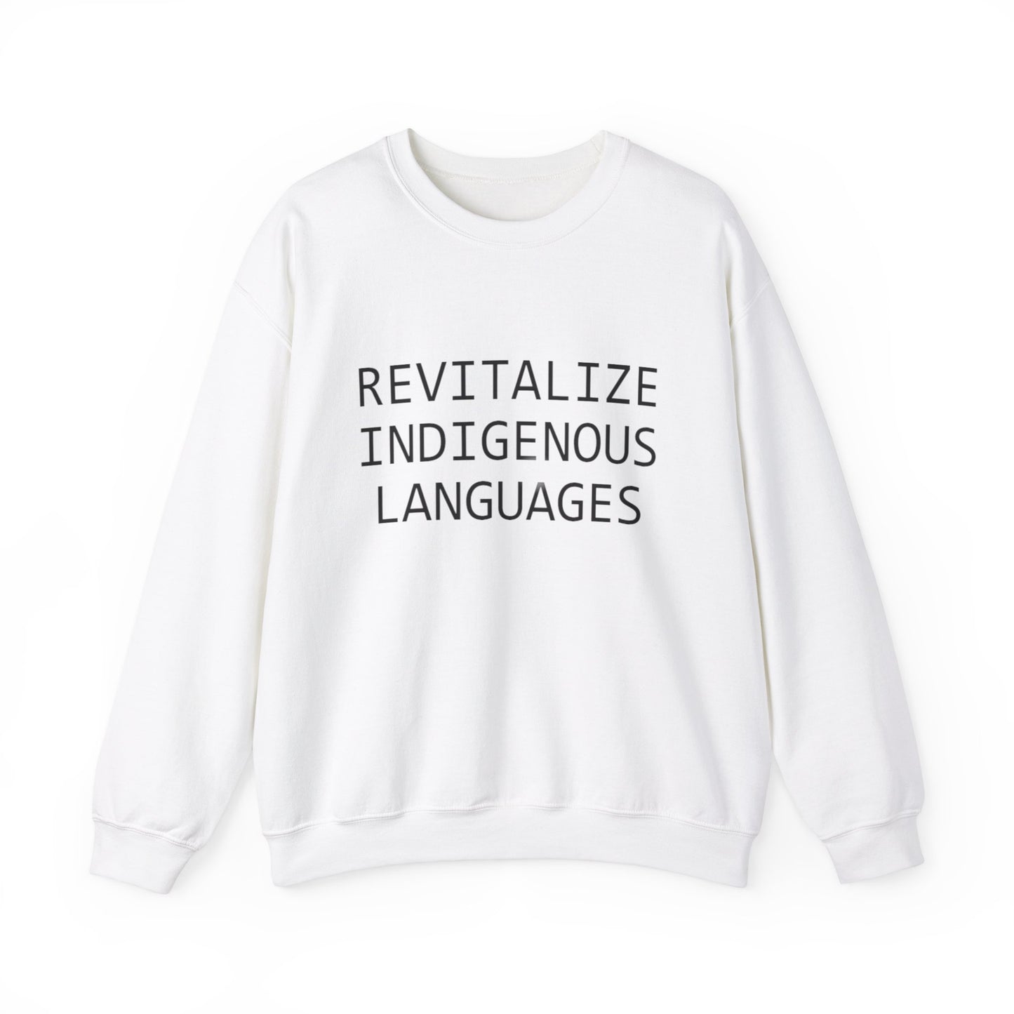 Revitalize Indigenous Languages Text Design - Unisex Gildan Heavy Blend™ Crewneck Sweatshirt