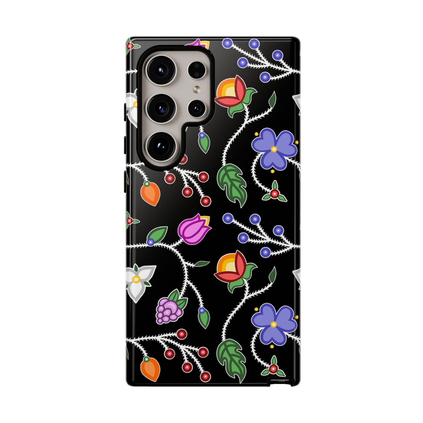 Ojibwe Floral Tough Phone Cases - Black