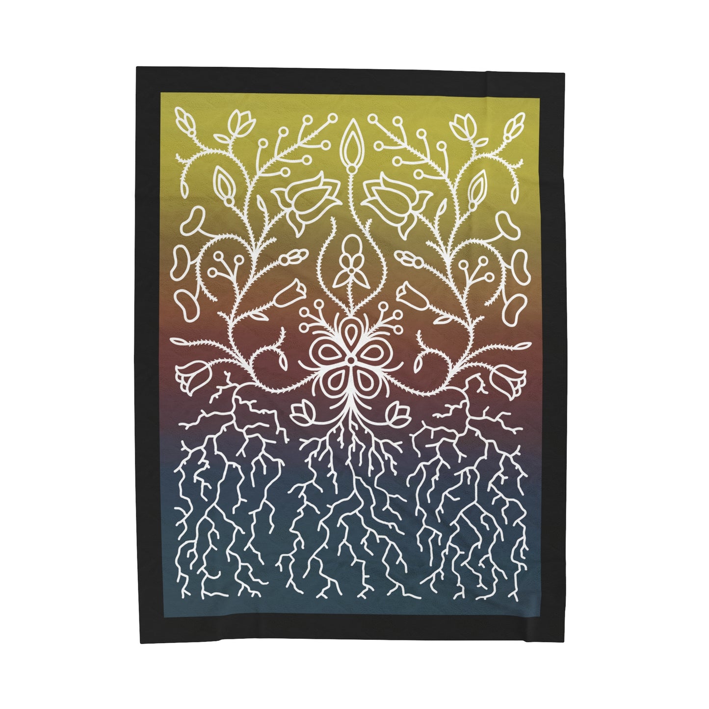 Sunset Ojibwe Floral Design - 60"x80" Velveteen Plush Blanket