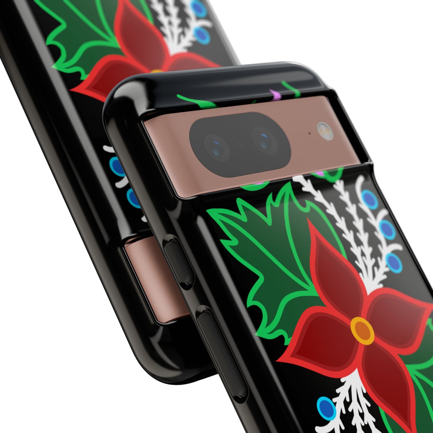 Traditional Ojibwe Floral Tough Phone Cases - Black