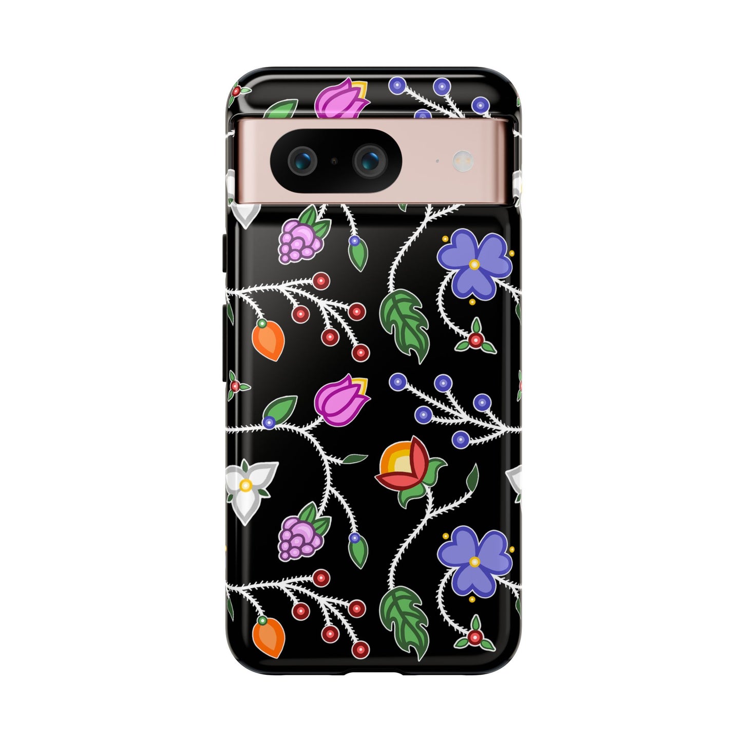 Ojibwe Floral Tough Phone Cases - Black