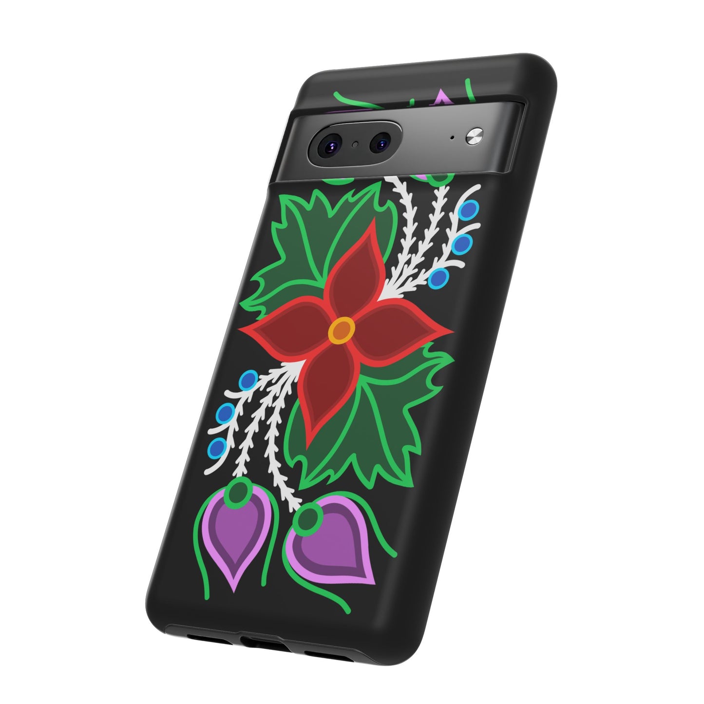 Traditional Ojibwe Floral Tough Phone Cases - Black