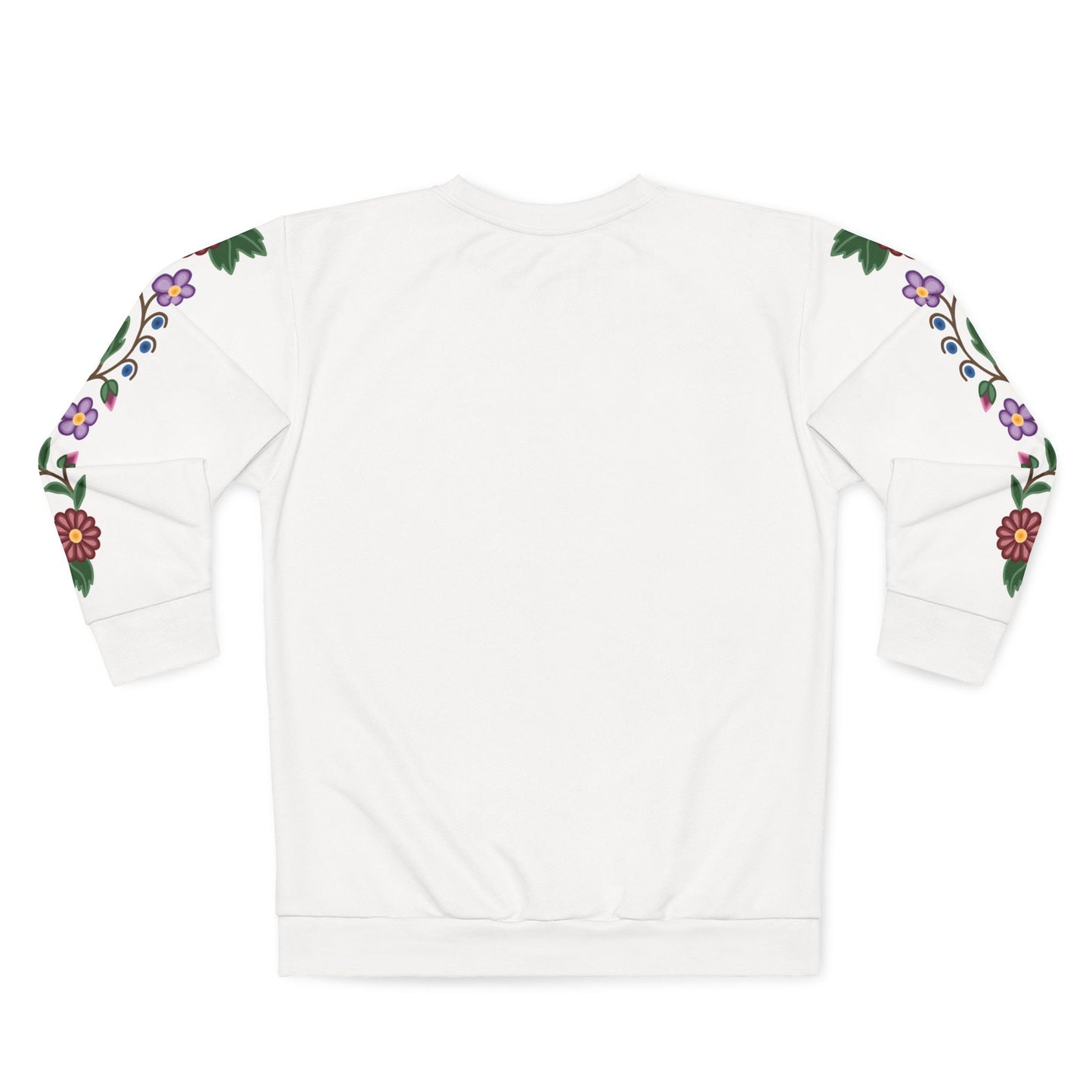 Woodland Ojibwe Floral  Sleeve Design - Unisex Sweatshirt - White