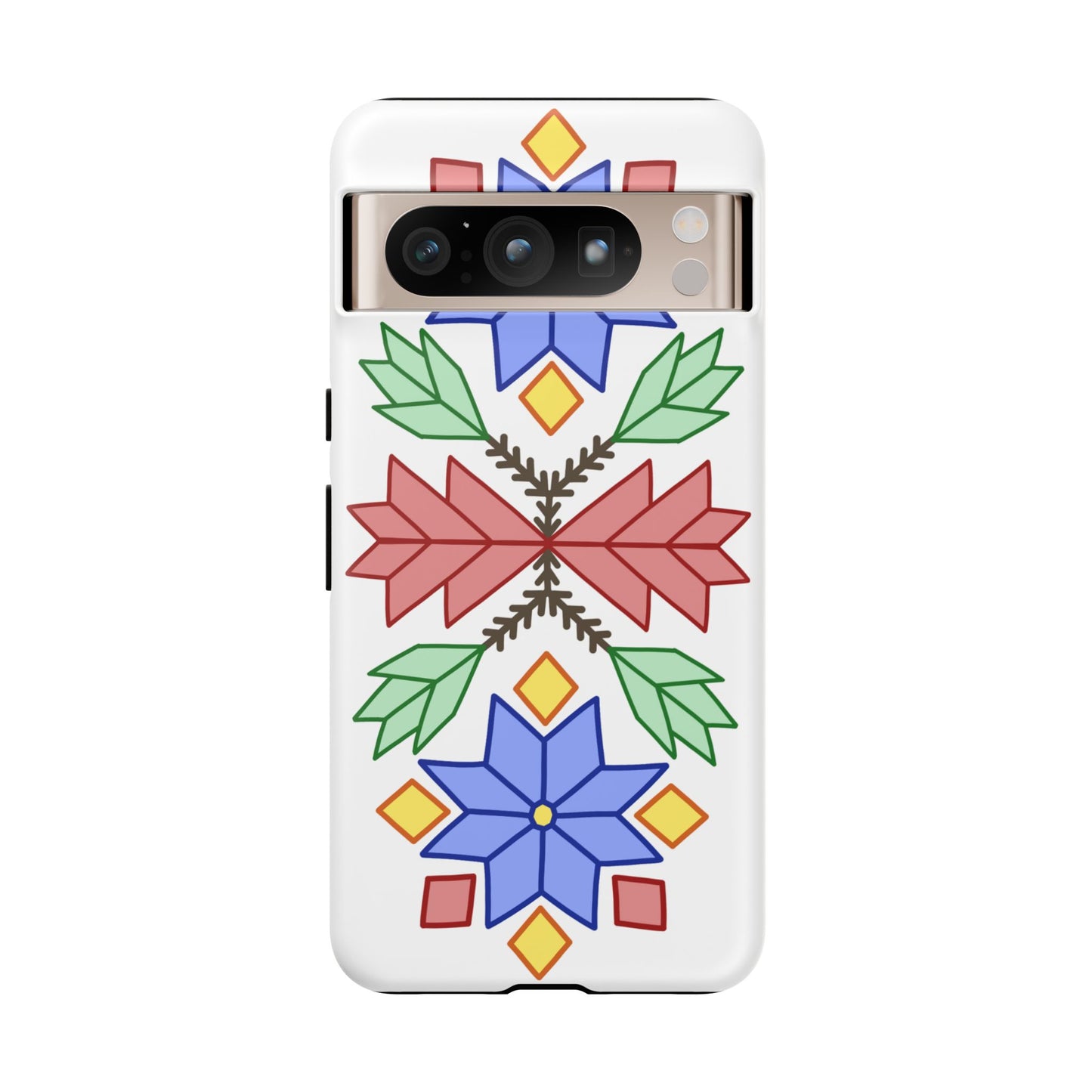 Geometric Ojibwe Floral Tough Phone Cases - White