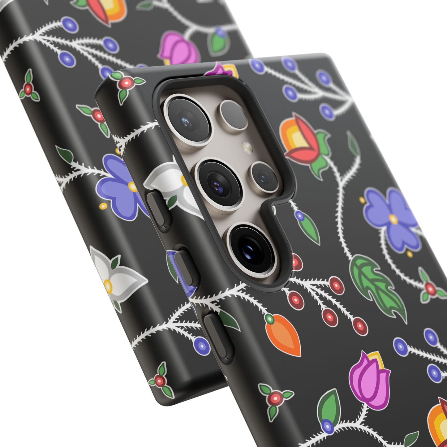 Ojibwe Floral Tough Phone Cases - Black