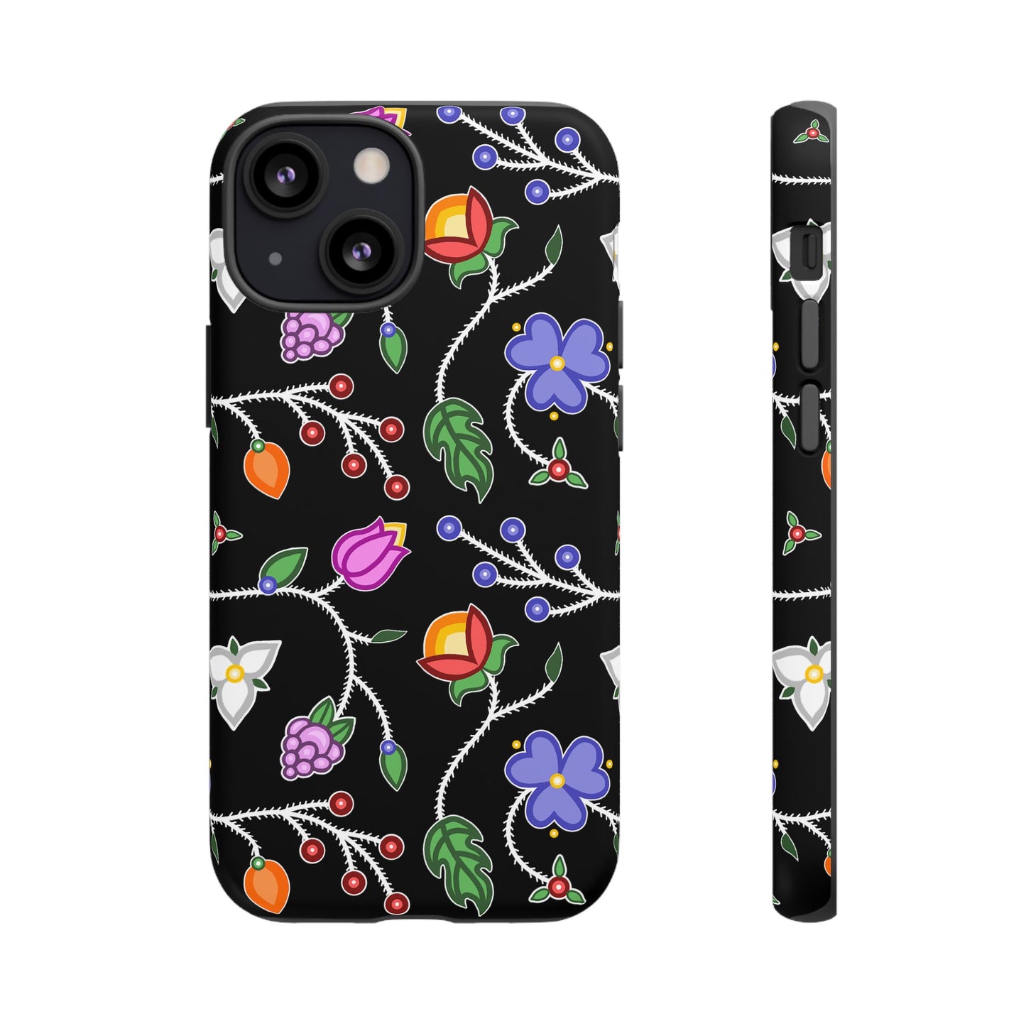 Ojibwe Floral Tough Phone Cases - Black