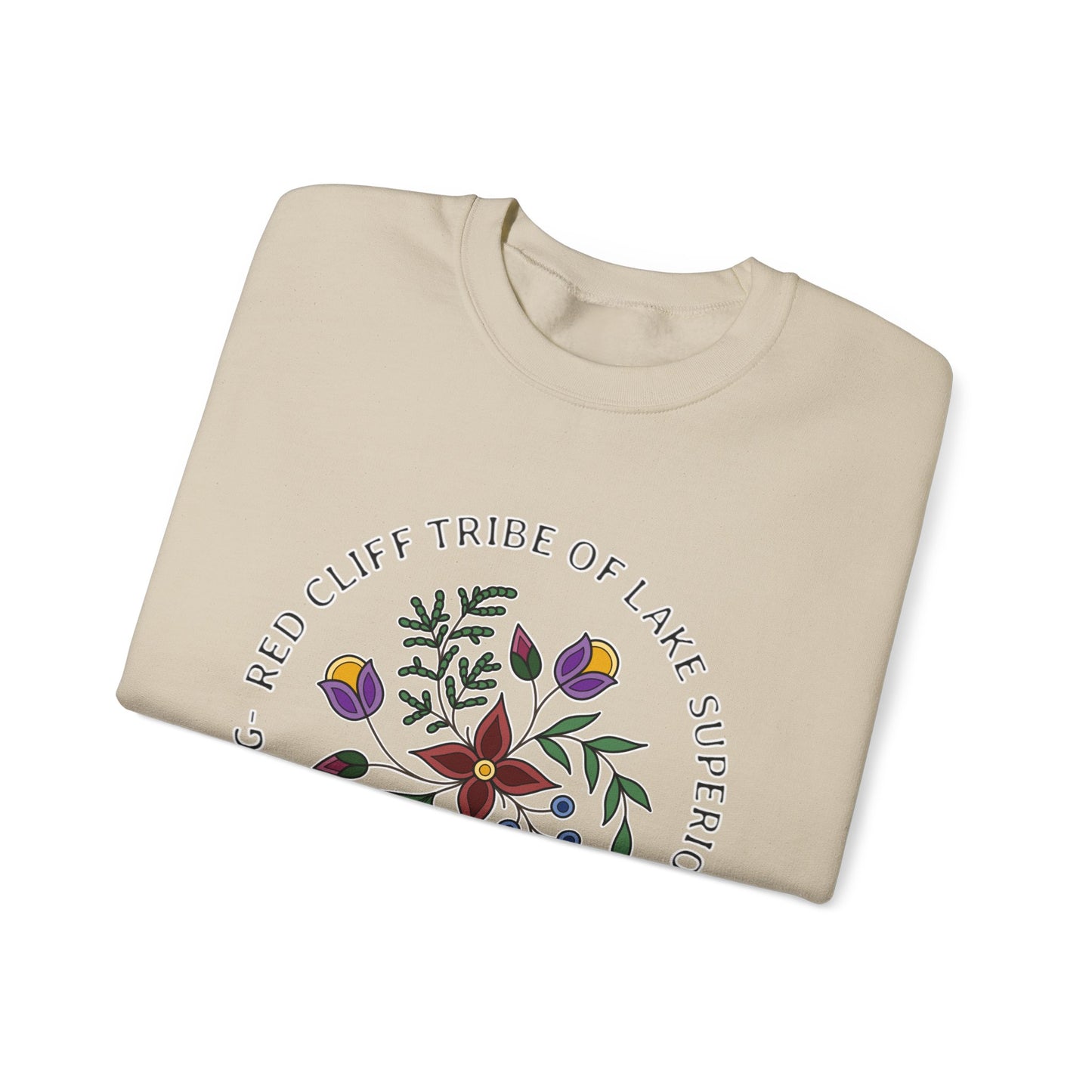 Red Cliff Tribe of Lake Superior Ojibwe Floral Design - Unisex Heavy Blend™ Crewneck Sweatshirt