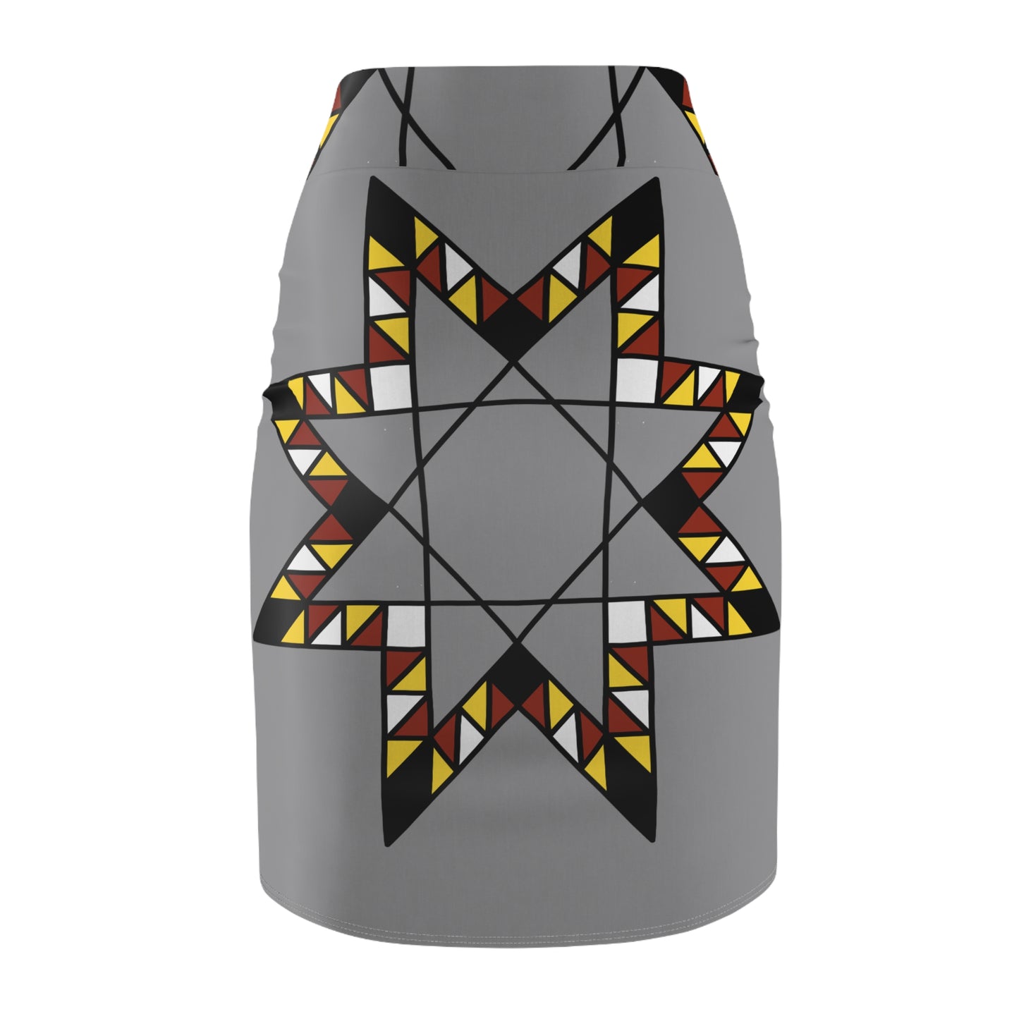 Star Quilt Design With Fire Colors - Women's Pencil Skirt - Gray