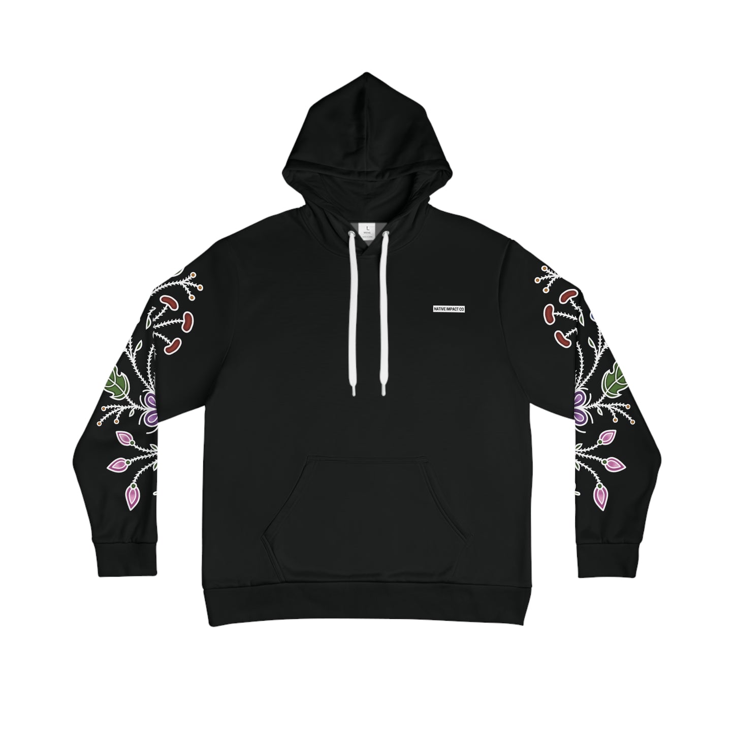 Ode ‘imin (strawberry) Ojibwe Floral Sleeve Design - Unisex Hoodie