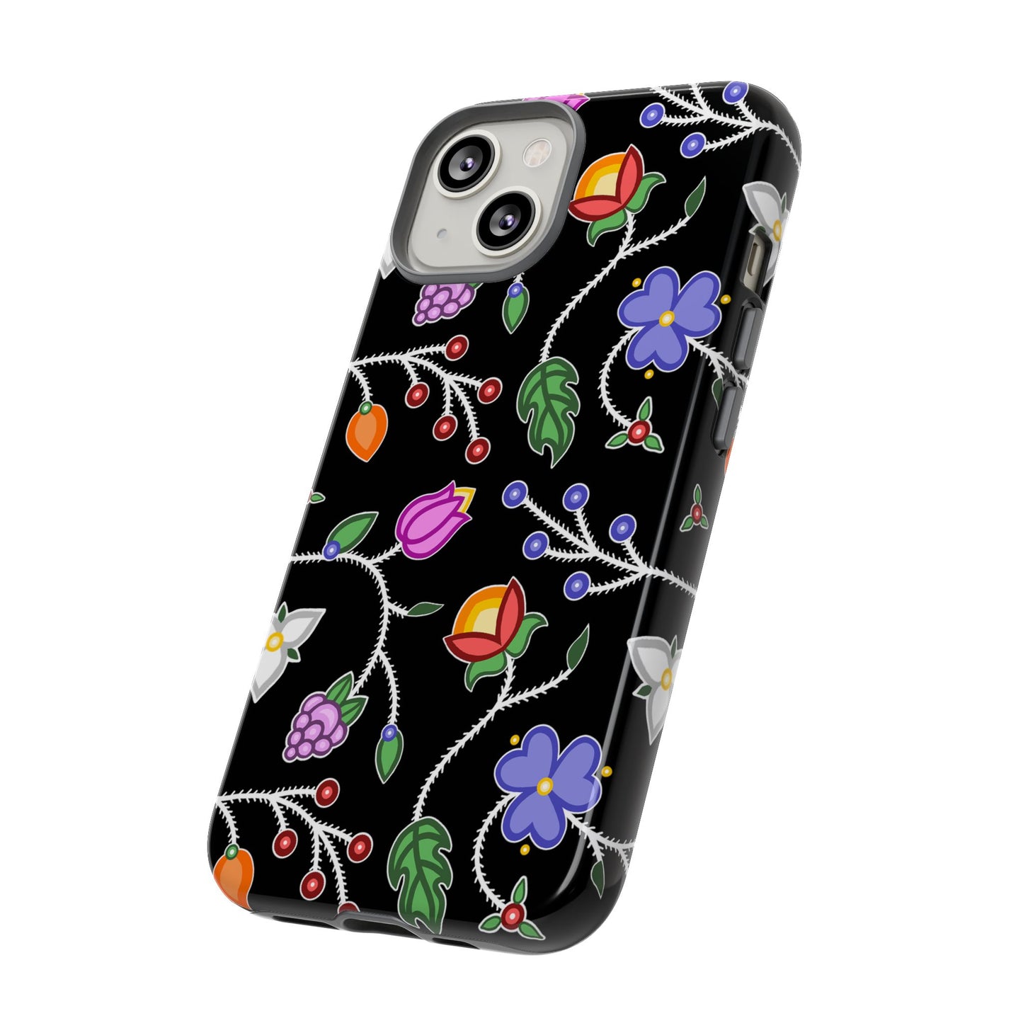 Ojibwe Floral Tough Phone Cases - Black