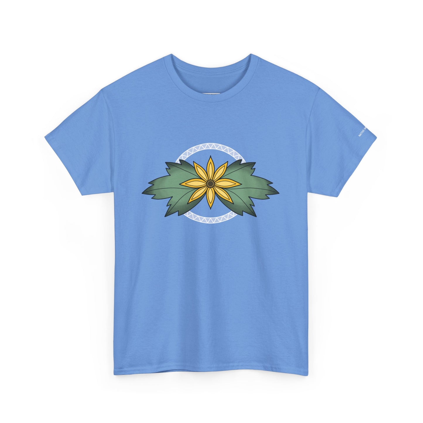 Ojibwe Floral Sunflower Chest Design - Unisex Gildan Heavy Cotton Tee