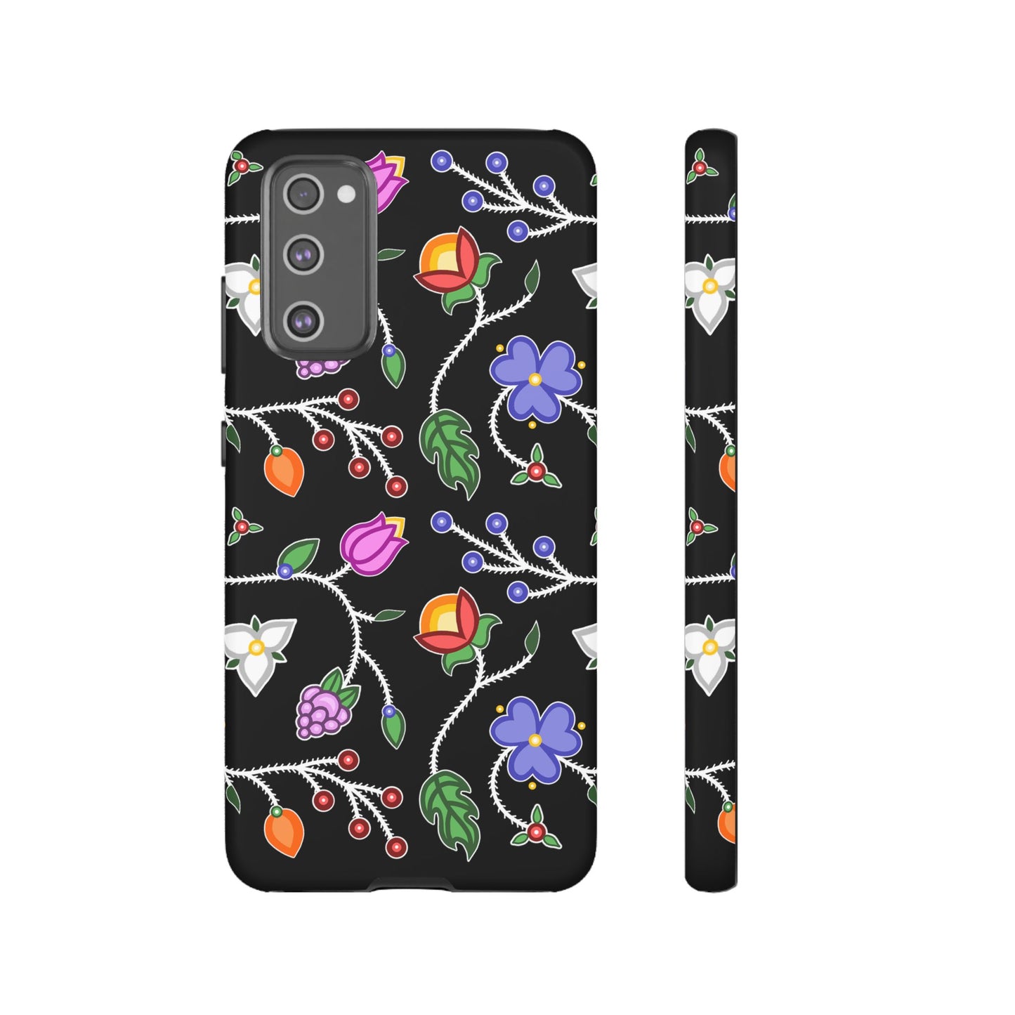 Ojibwe Floral Tough Phone Cases - Black