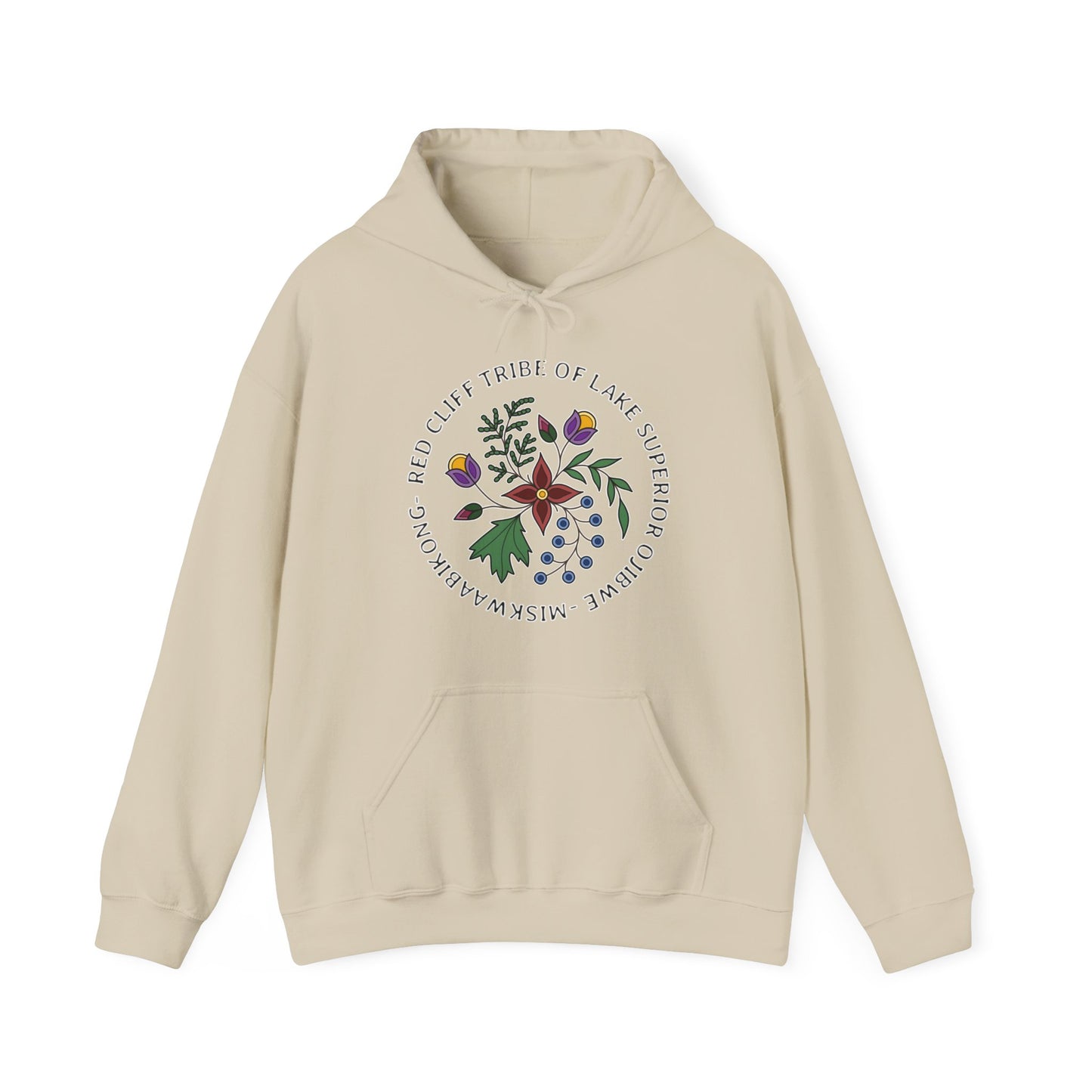 Red Cliff Tribe of Lake Superior Ojibwe Floral Design - Unisex Heavy Blend™ Hooded Sweatshirt