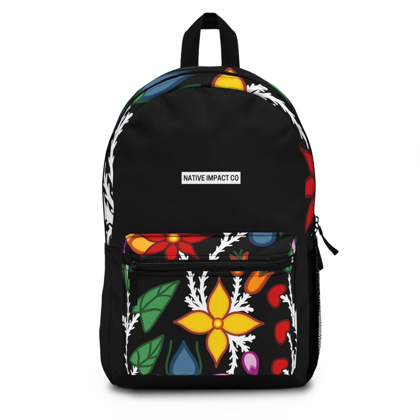 Ojibwe Floral Woodland Style - Black Backpack