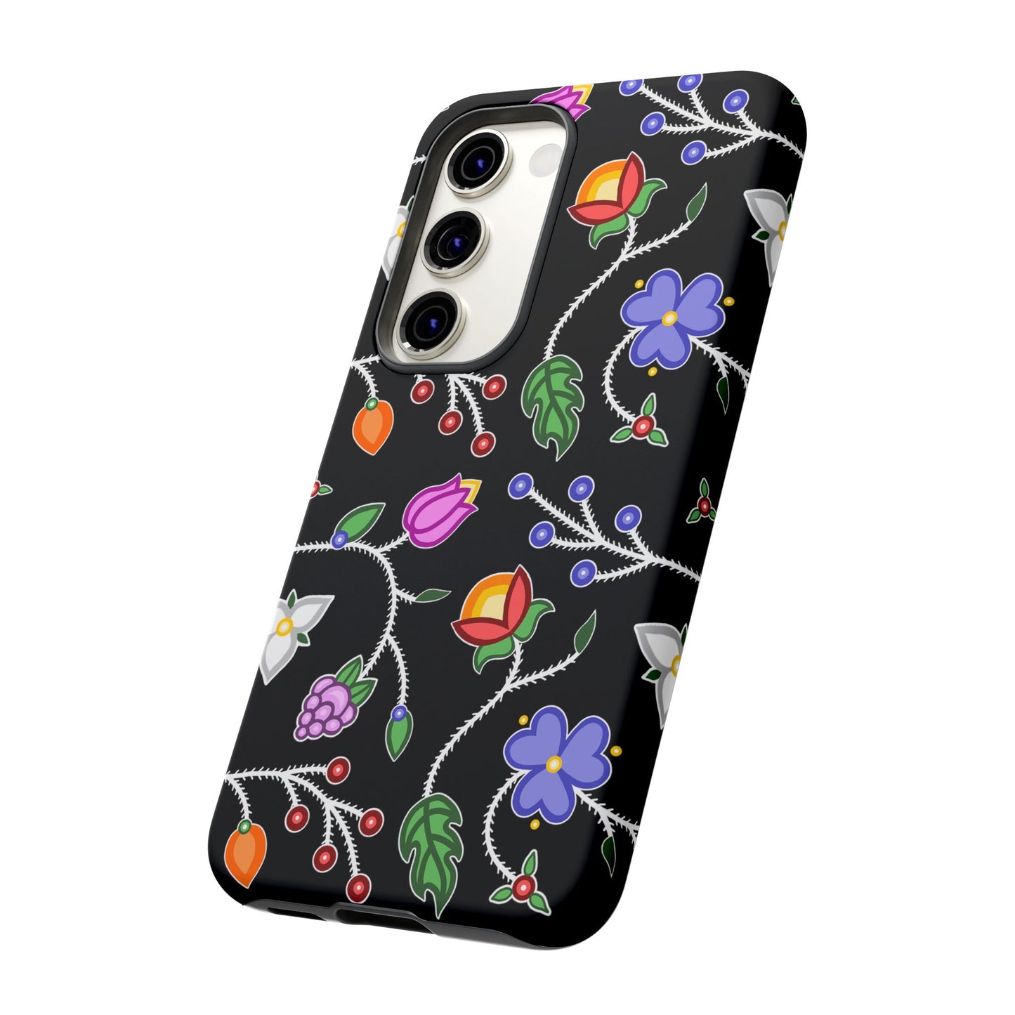 Ojibwe Floral Tough Phone Cases - Black