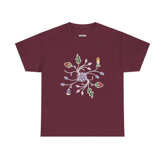 Ode ‘imin Strawberry Ojibwe Florals Design - Unisex Gildan Heavy Cotton Tee