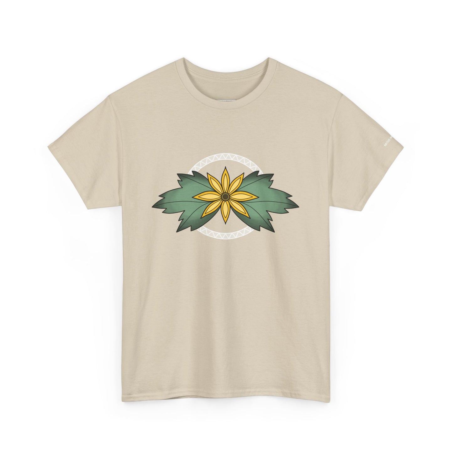 Ojibwe Floral Sunflower Chest Design - Unisex Gildan Heavy Cotton Tee