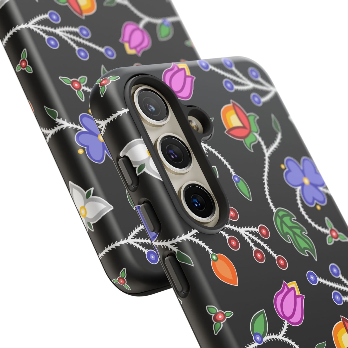 Ojibwe Floral Tough Phone Cases - Black