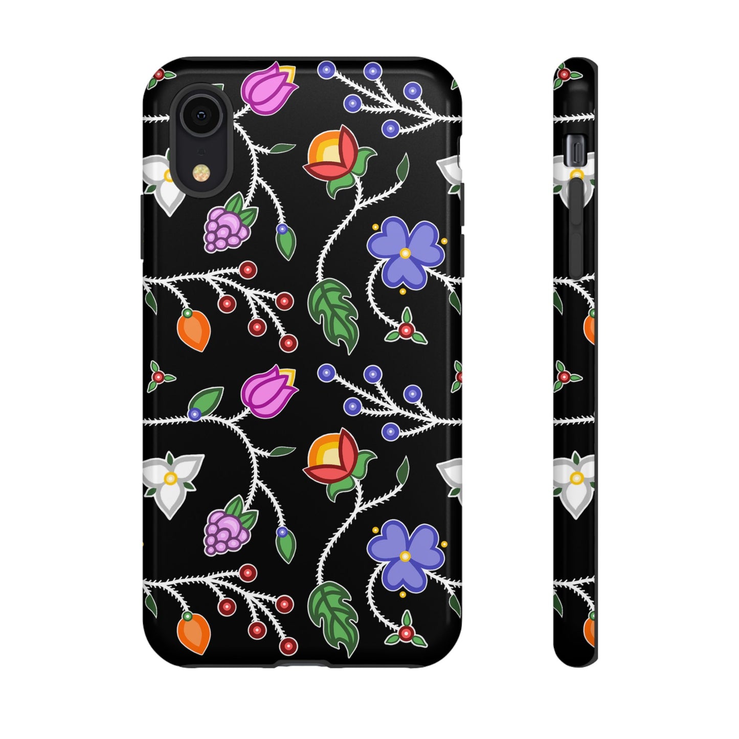 Ojibwe Floral Tough Phone Cases - Black