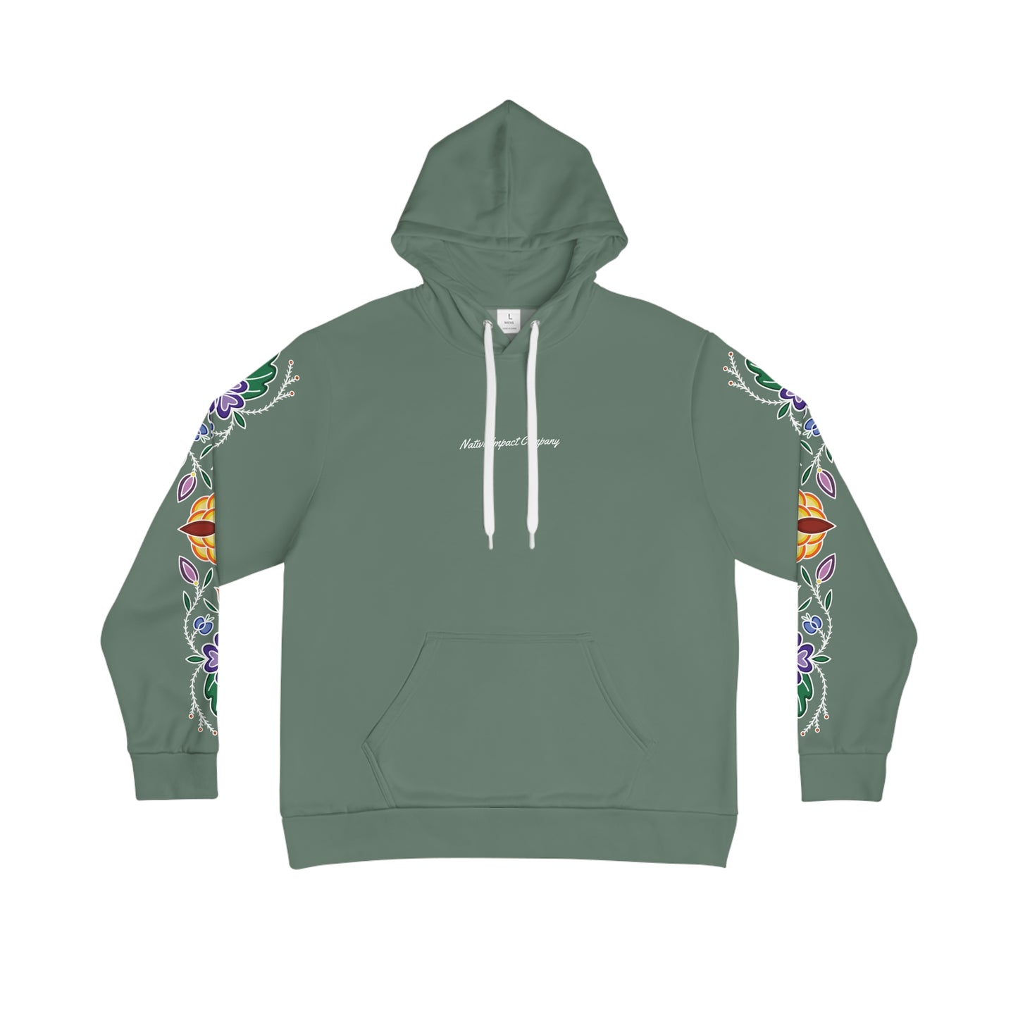 Niibin (Summer) Inspired Ojibwe Floral Sleeve Design - Sage Green Unisex Hoodie