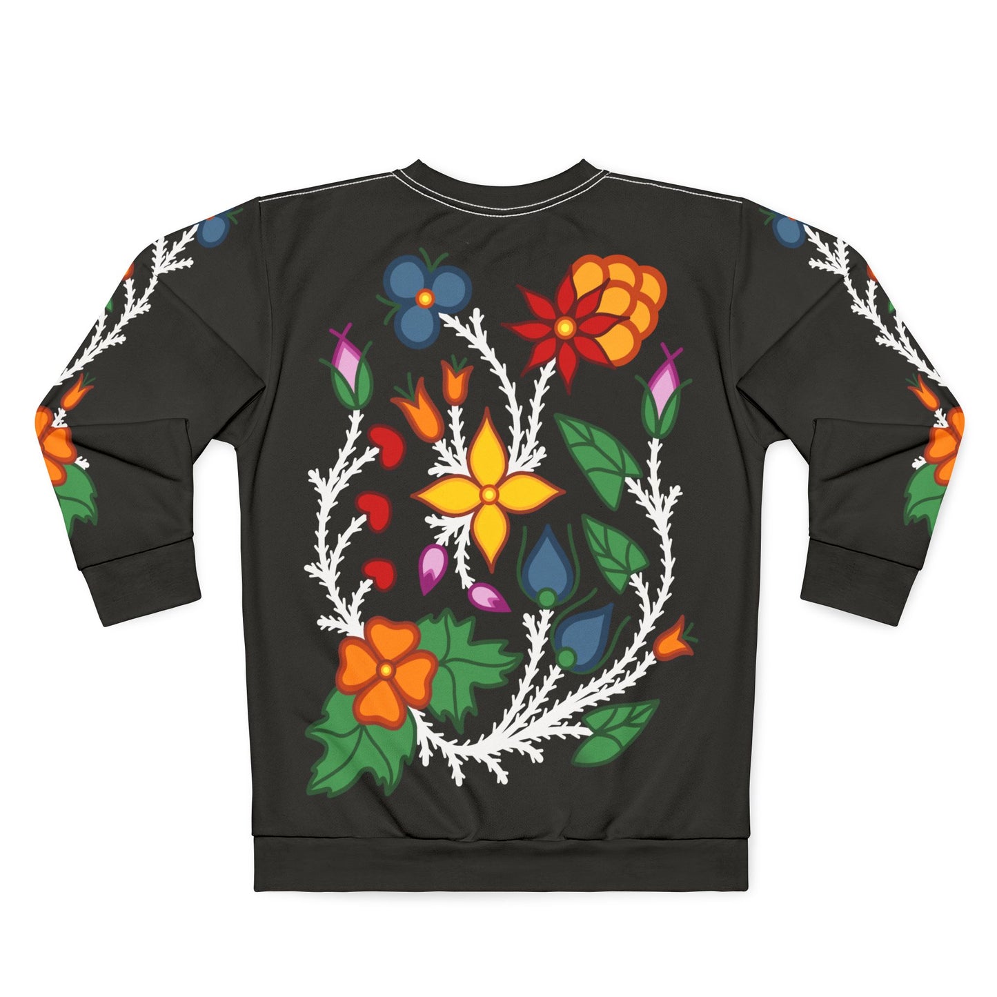 Woodland Floral Design - Sleeve and Back - Unisex Sweatshirt - Black