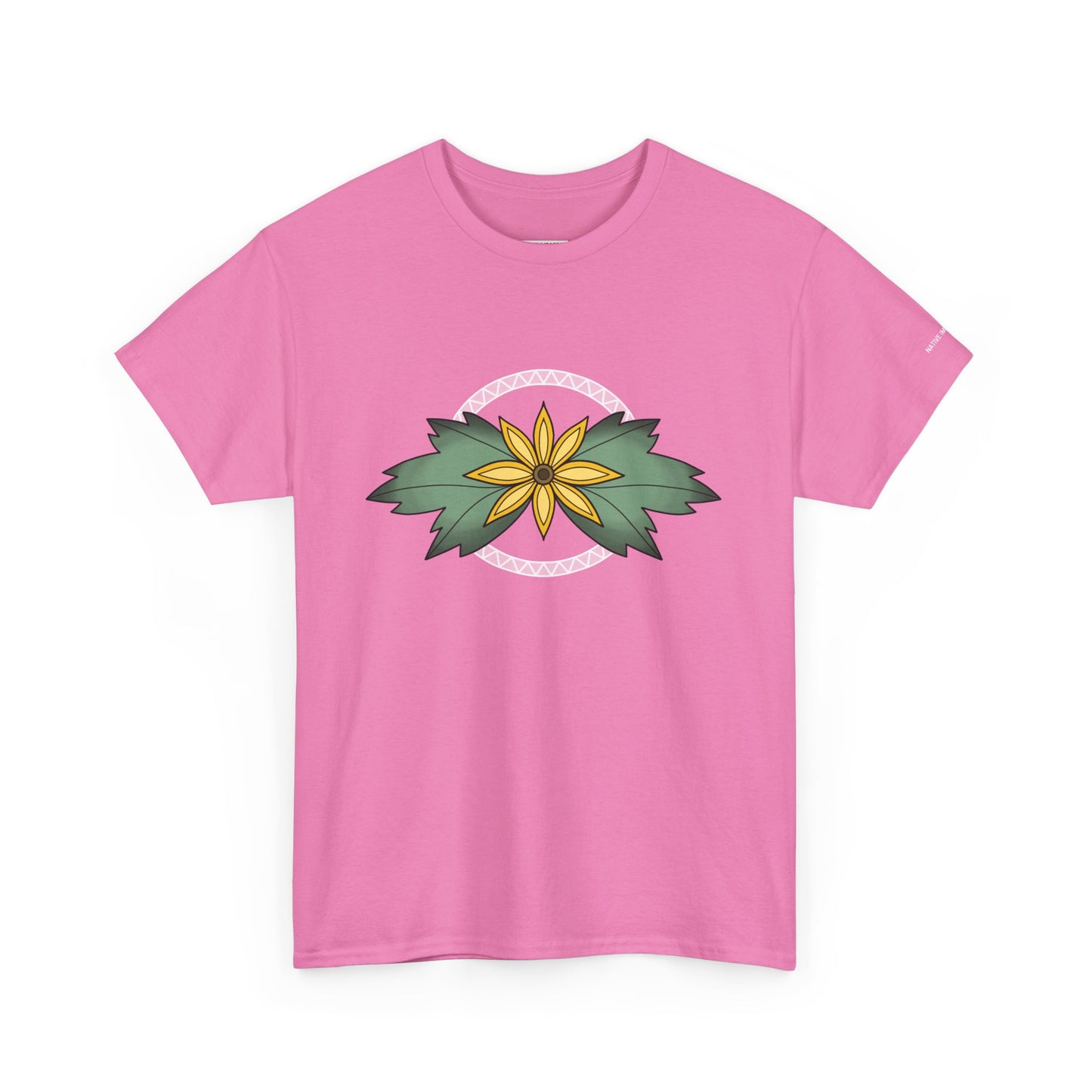 Ojibwe Floral Sunflower Chest Design - Unisex Gildan Heavy Cotton Tee