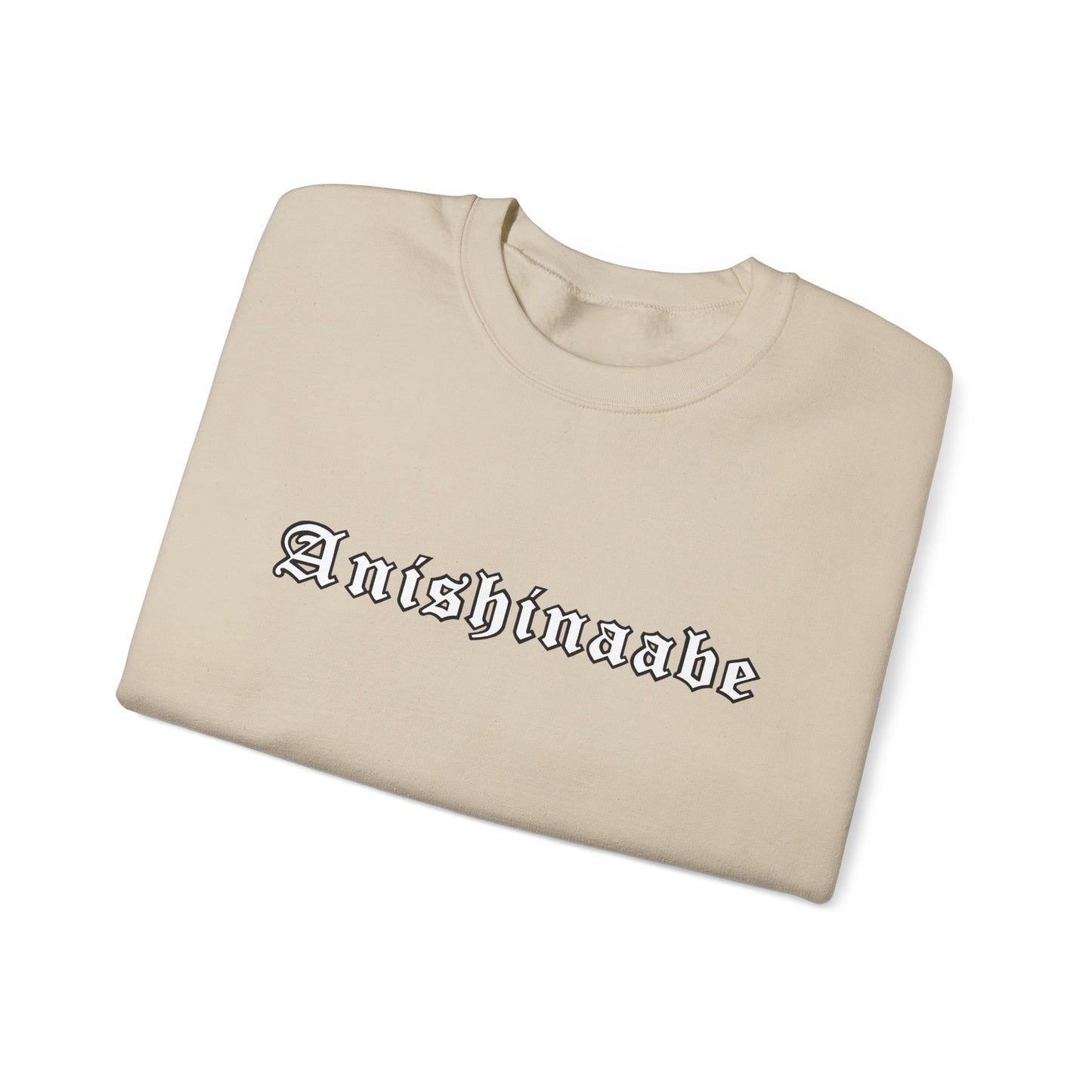 Anishinaabe Old English Text Design - Unisex Gildan Heavy Blend™ Crewneck Sweatshirt