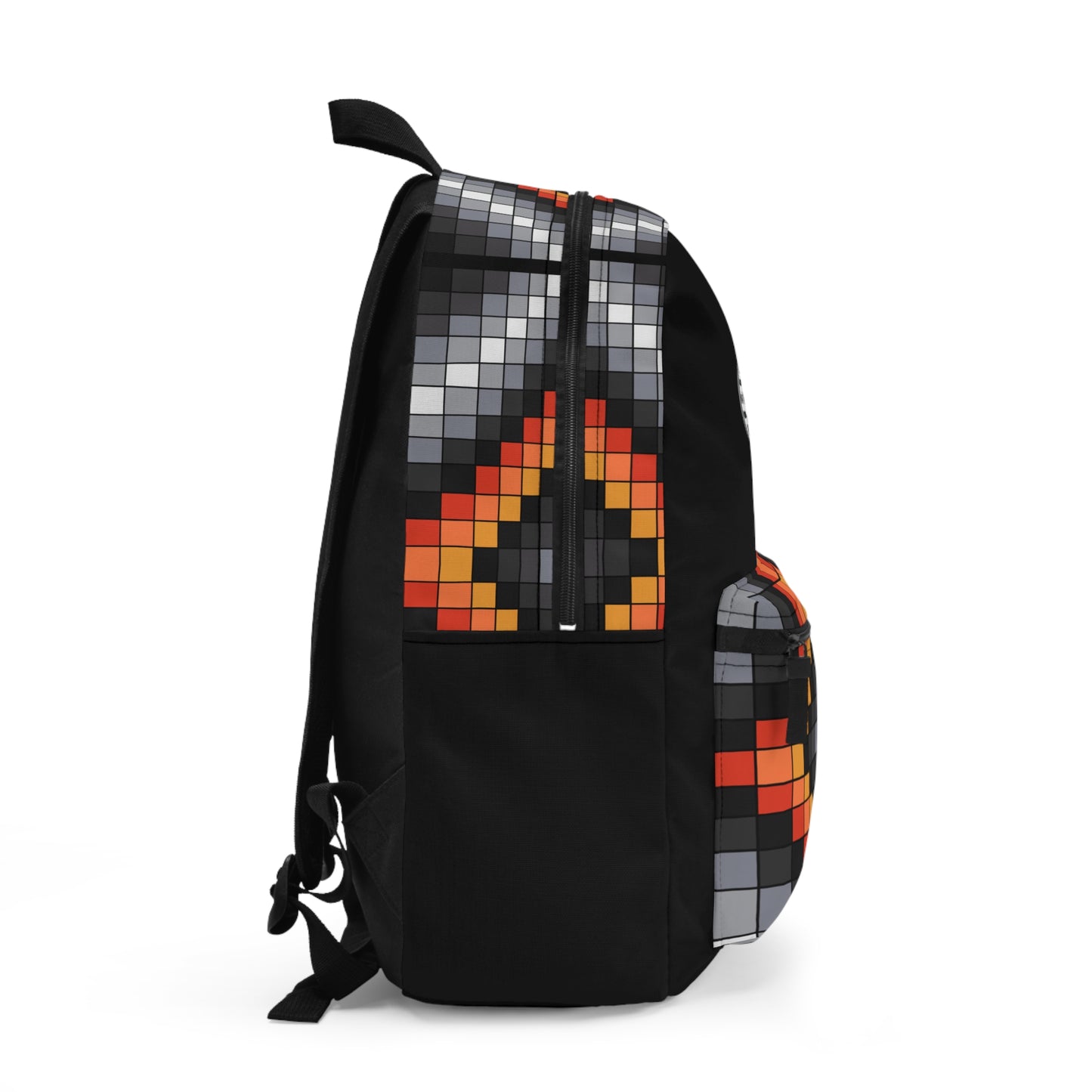 Faux Loom Beadwork Geometric Design - Black Backpack - Black & Fire Colors