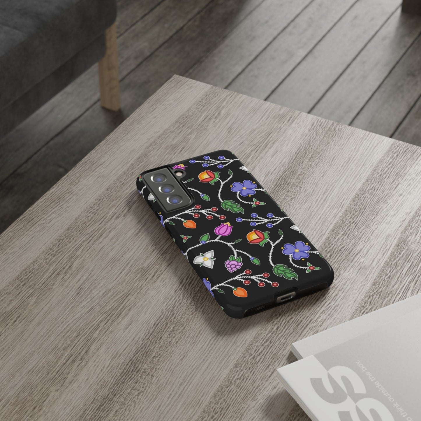 Ojibwe Floral Tough Phone Cases - Black