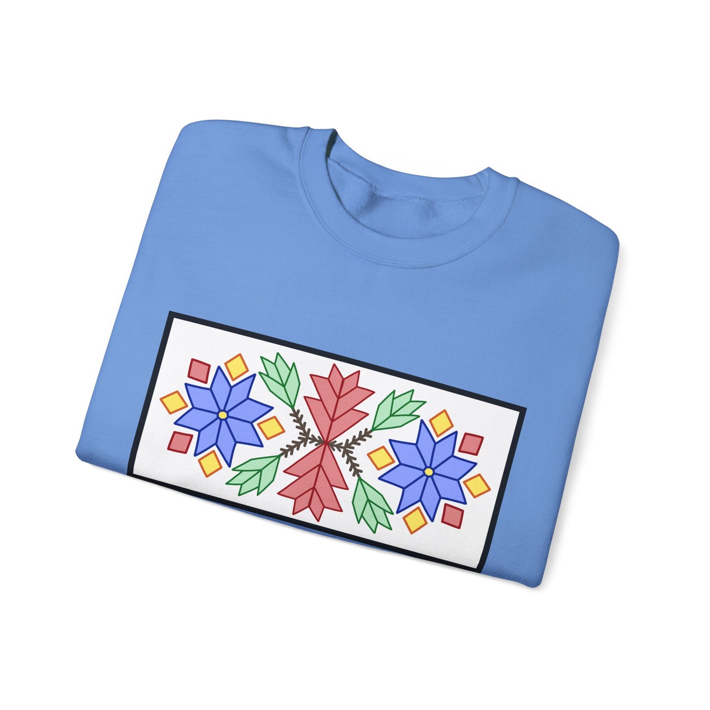 Loom Beadwork Inspired Geometric Ojibwe Floral Design - Unisex Gildan Heavy Blend™ Crewneck Sweatshirt