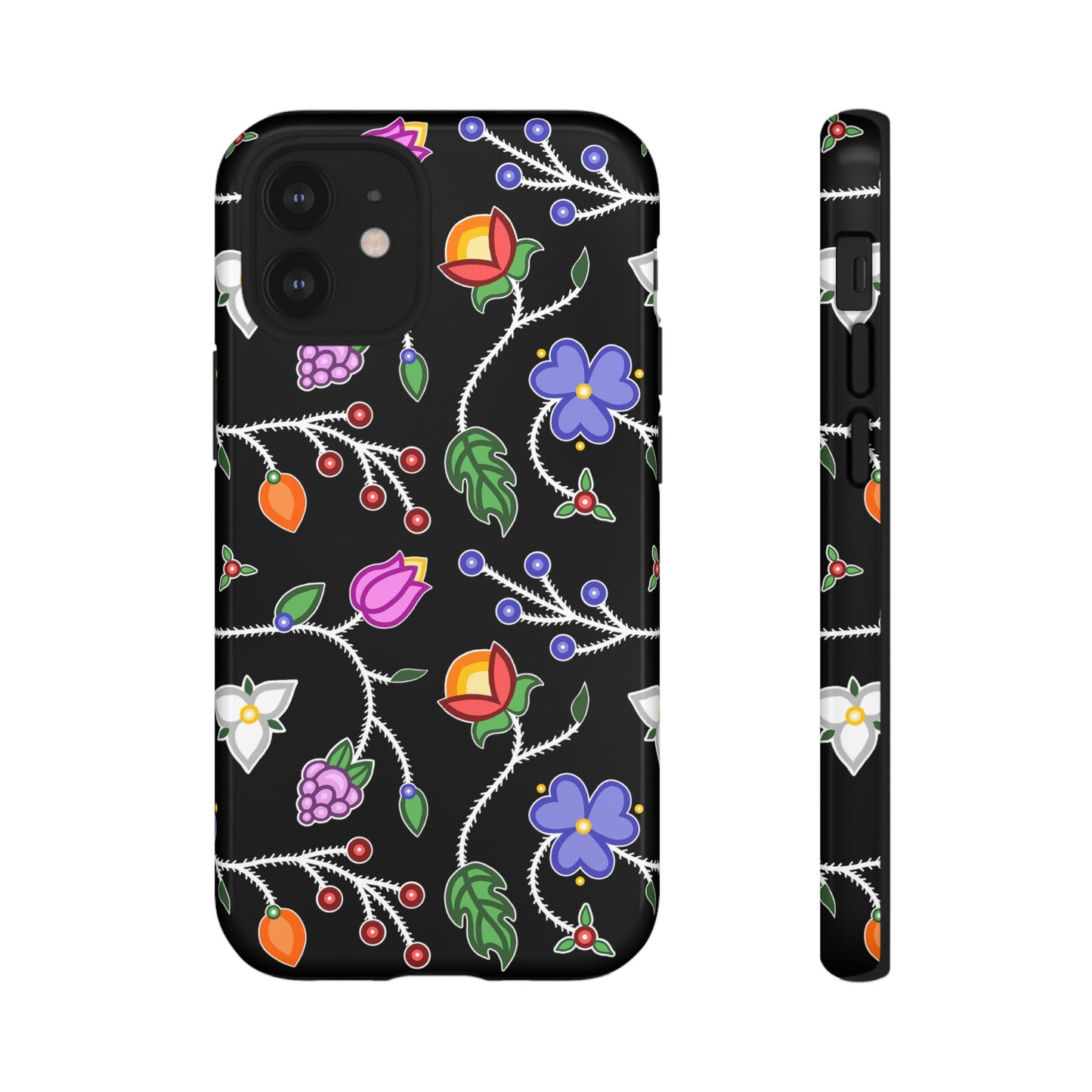 Ojibwe Floral Tough Phone Cases - Black