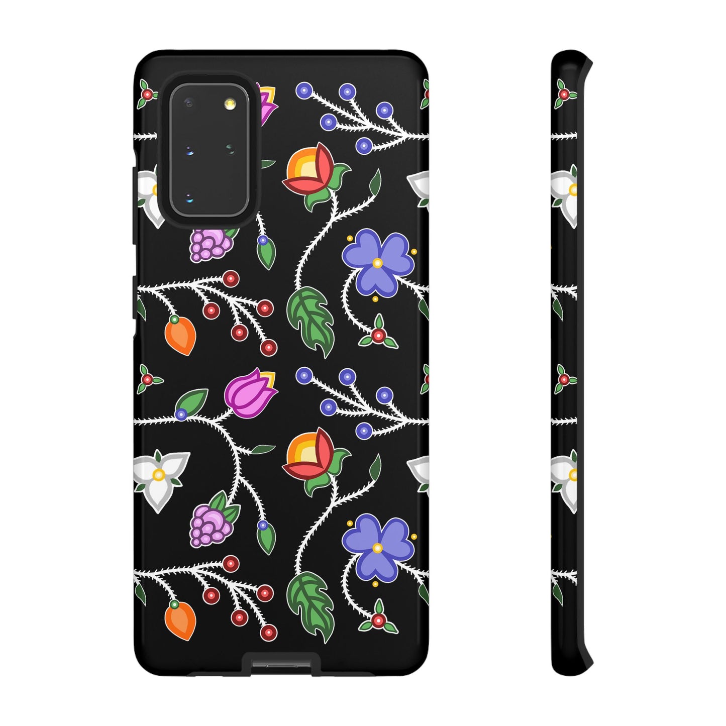 Ojibwe Floral Tough Phone Cases - Black