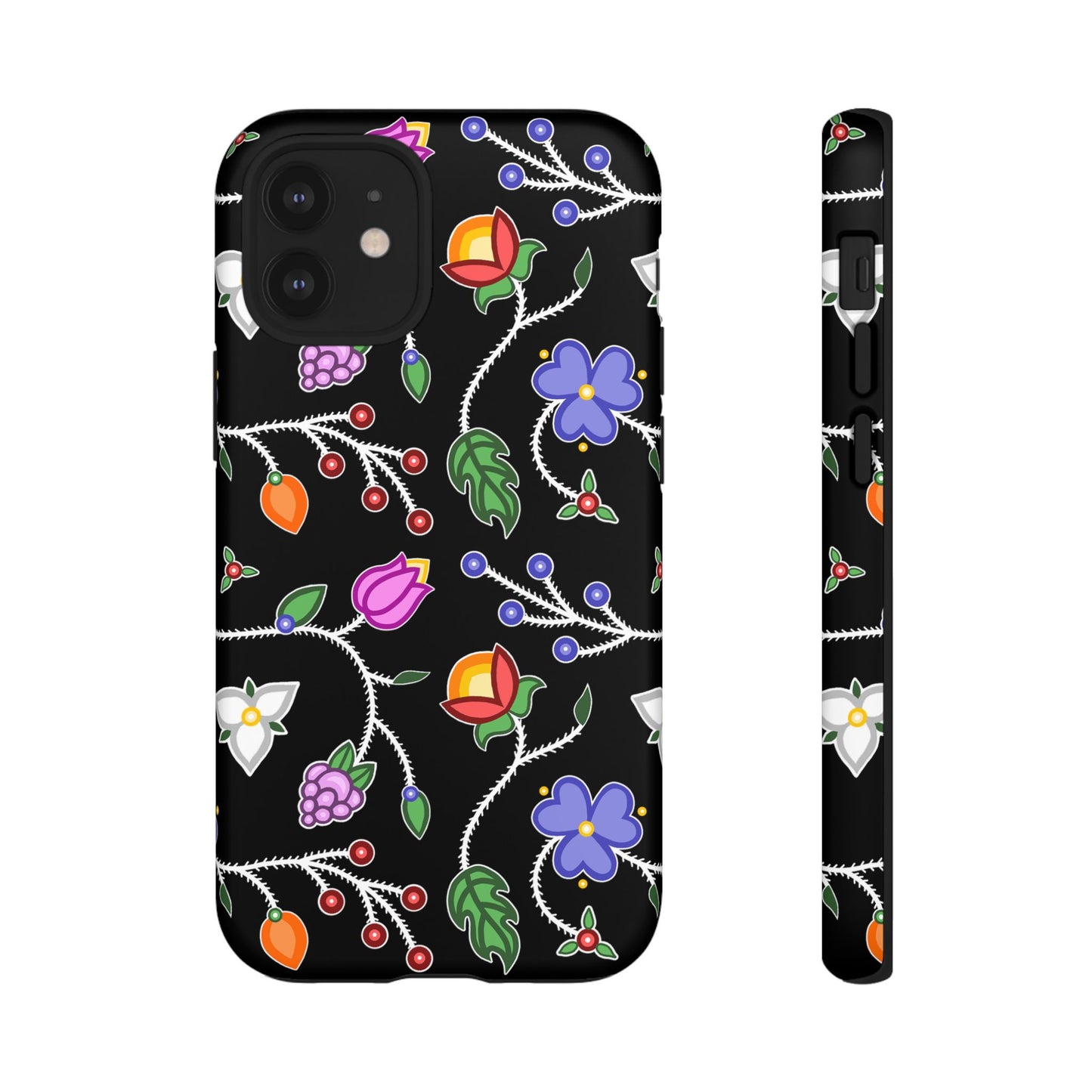 Ojibwe Floral Tough Phone Cases - Black