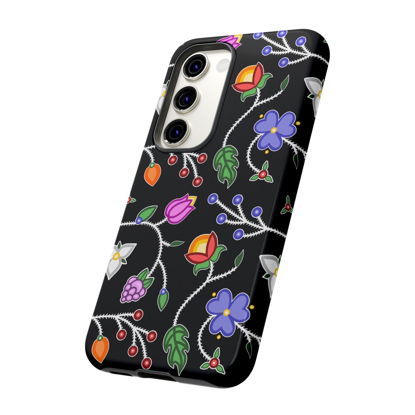 Ojibwe Floral Tough Phone Cases - Black