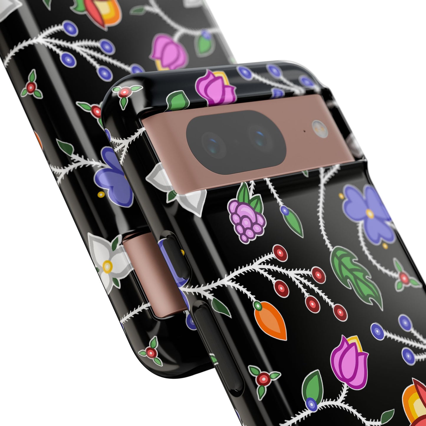 Ojibwe Floral Tough Phone Cases - Black