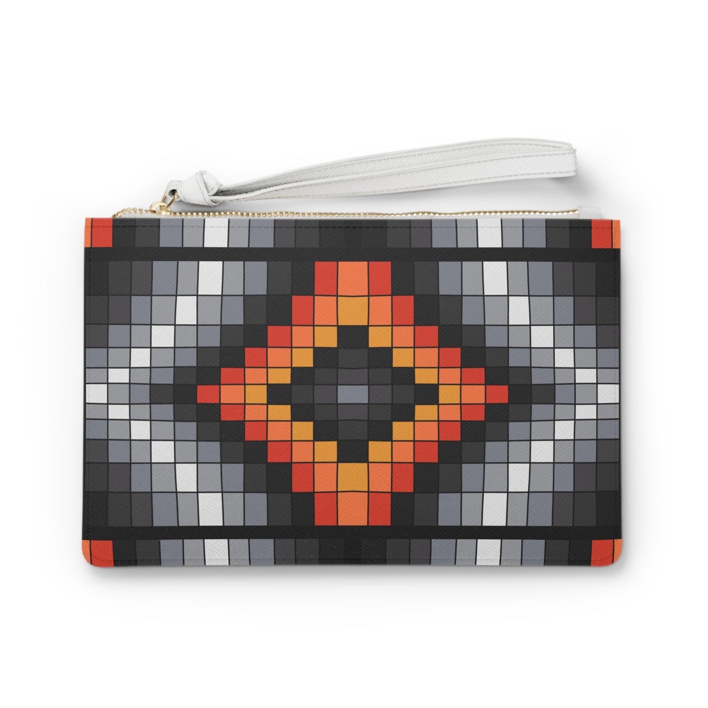 Geometric Clutch Bag - Black & Fire Colors