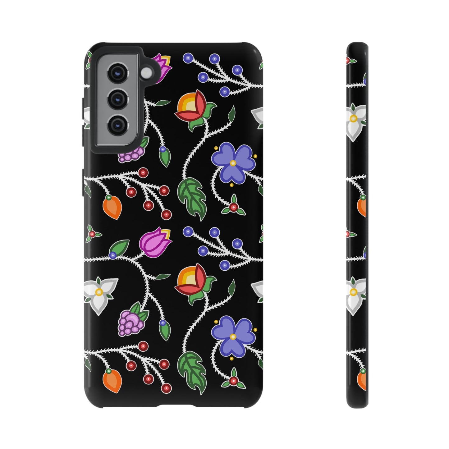 Ojibwe Floral Tough Phone Cases - Black