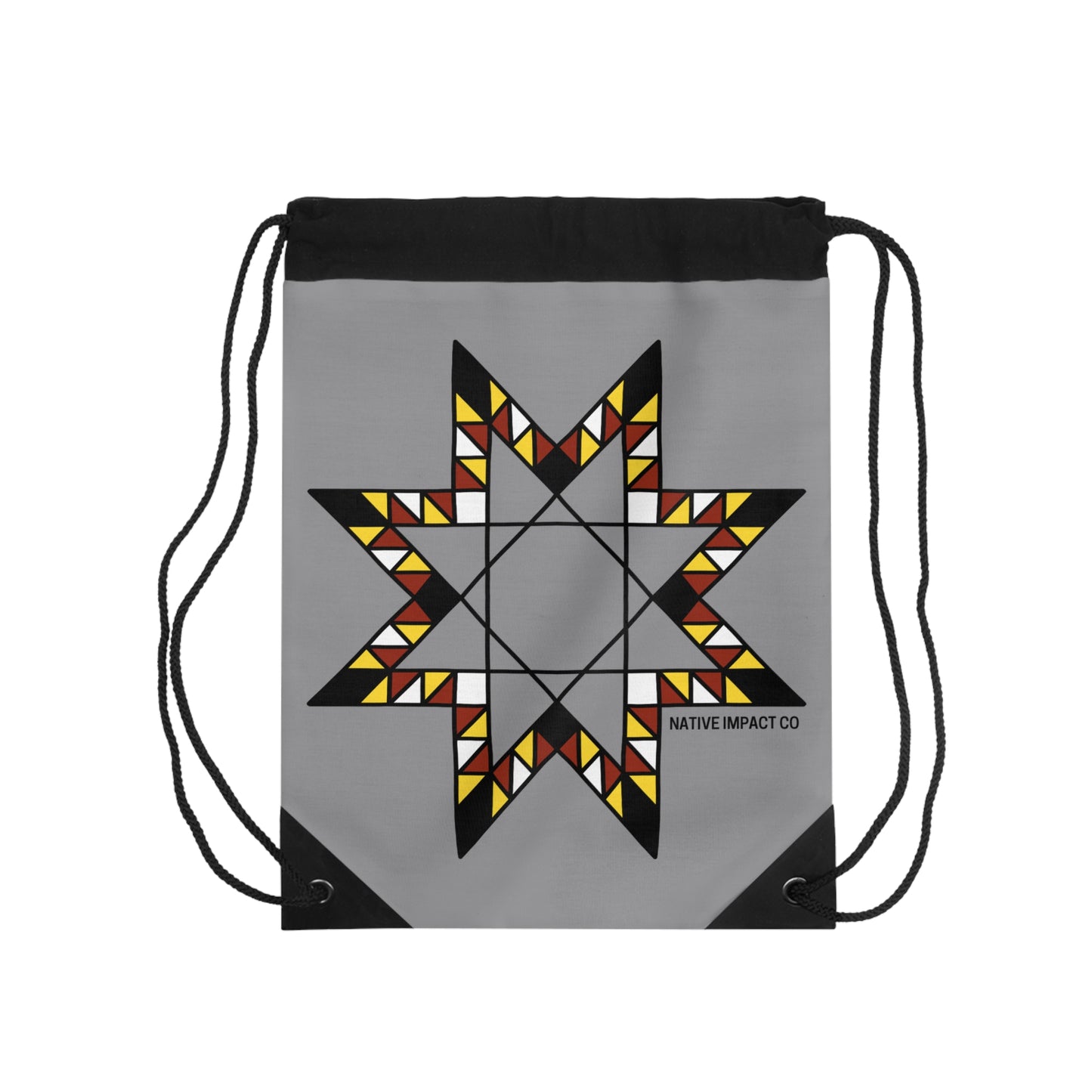 Star Quilt Inspired Fire Colors Geometric Design - Drawstring Bag