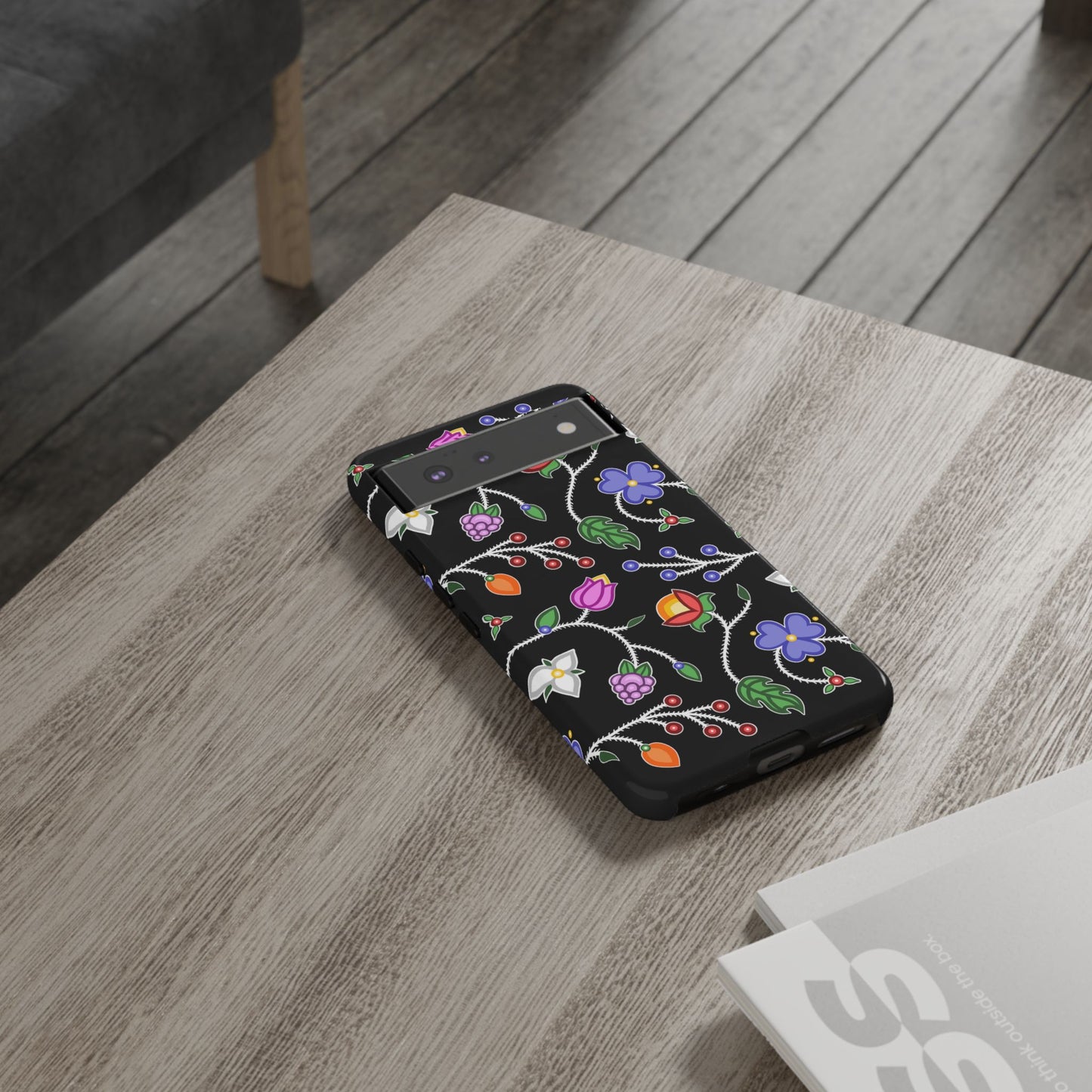 Ojibwe Floral Tough Phone Cases - Black