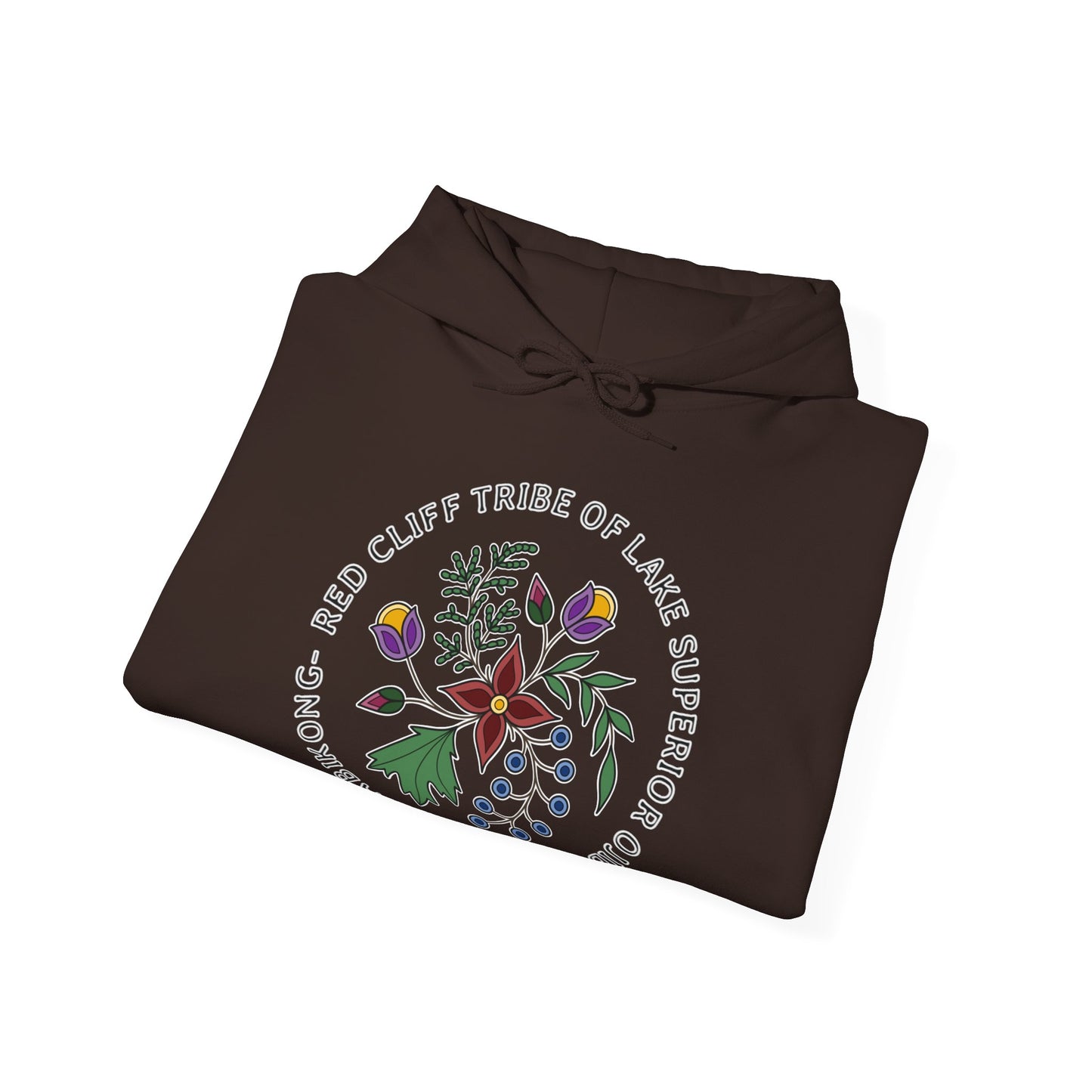 Red Cliff Tribe of Lake Superior Ojibwe Floral Design - Unisex Heavy Blend™ Hooded Sweatshirt