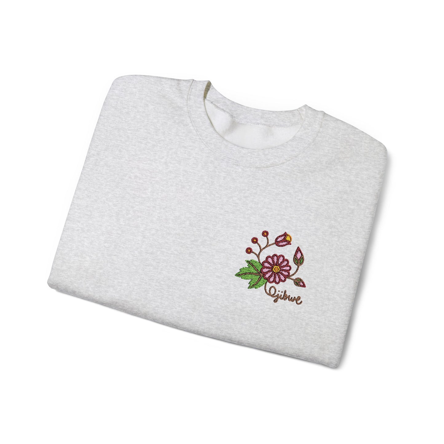 Ojibwe Pride Woodland Floral Embroidery Design - Unisex Gildan Heavy Blend™ Crewneck Sweatshirt