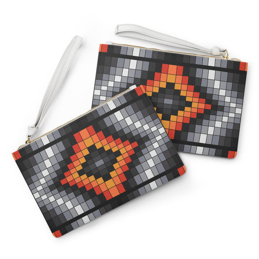 Geometric Clutch Bag - Black & Fire Colors