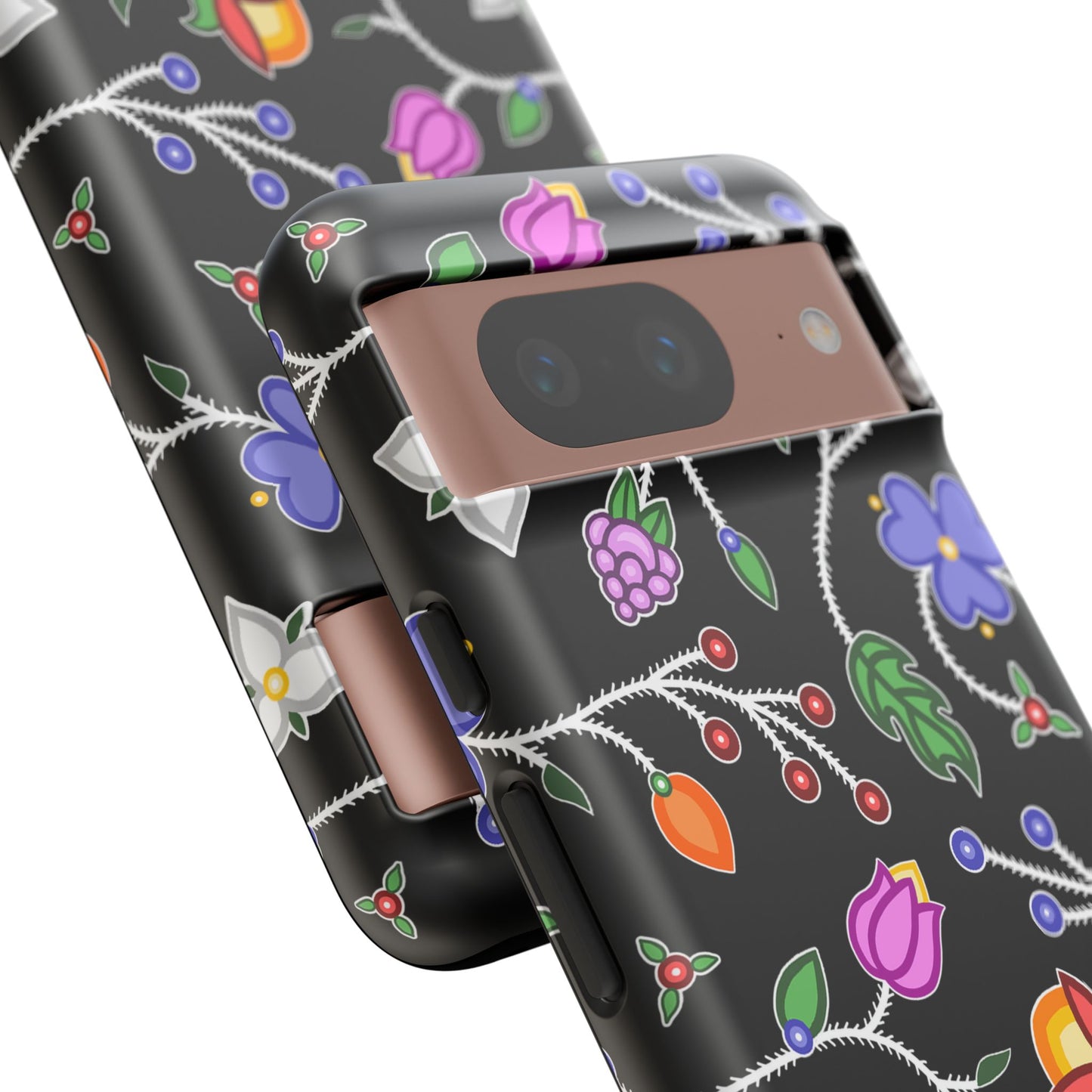 Ojibwe Floral Tough Phone Cases - Black