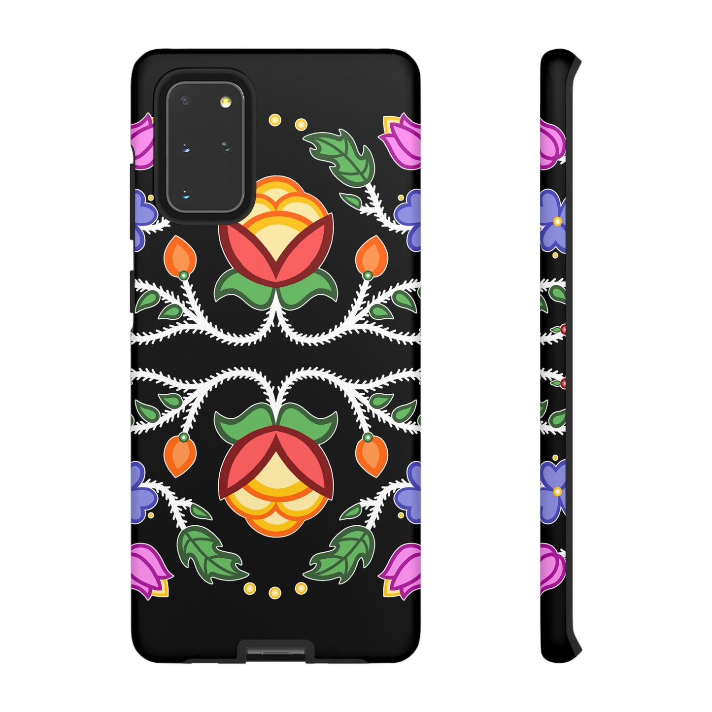 Tulip Design - Ojibwe Floral Tough Phone Cases - Black