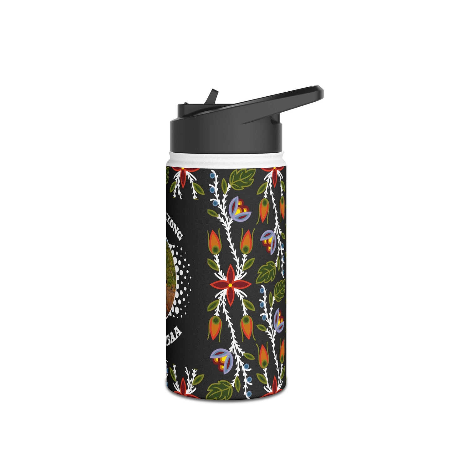 Red Cliff Shoreline & Ojibwe Florals - Stainless Steel Water Bottle, Standard Lid