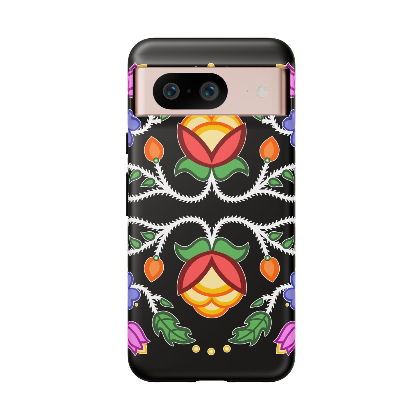 Tulip Design - Ojibwe Floral Tough Phone Cases - Black