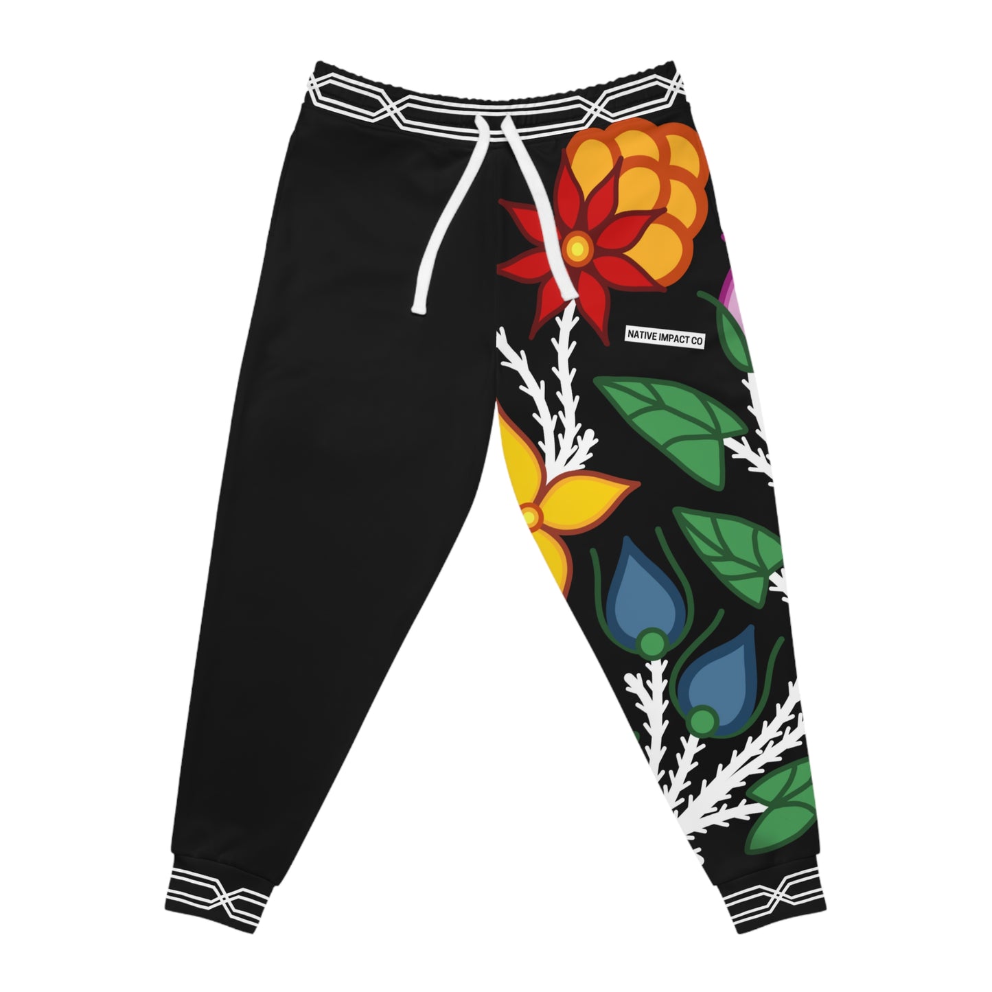 Dagwaagin (Fall) Inspired Ojibwe Woodland Floral Panel - Unisex Athletic Joggers - Otter Track Design