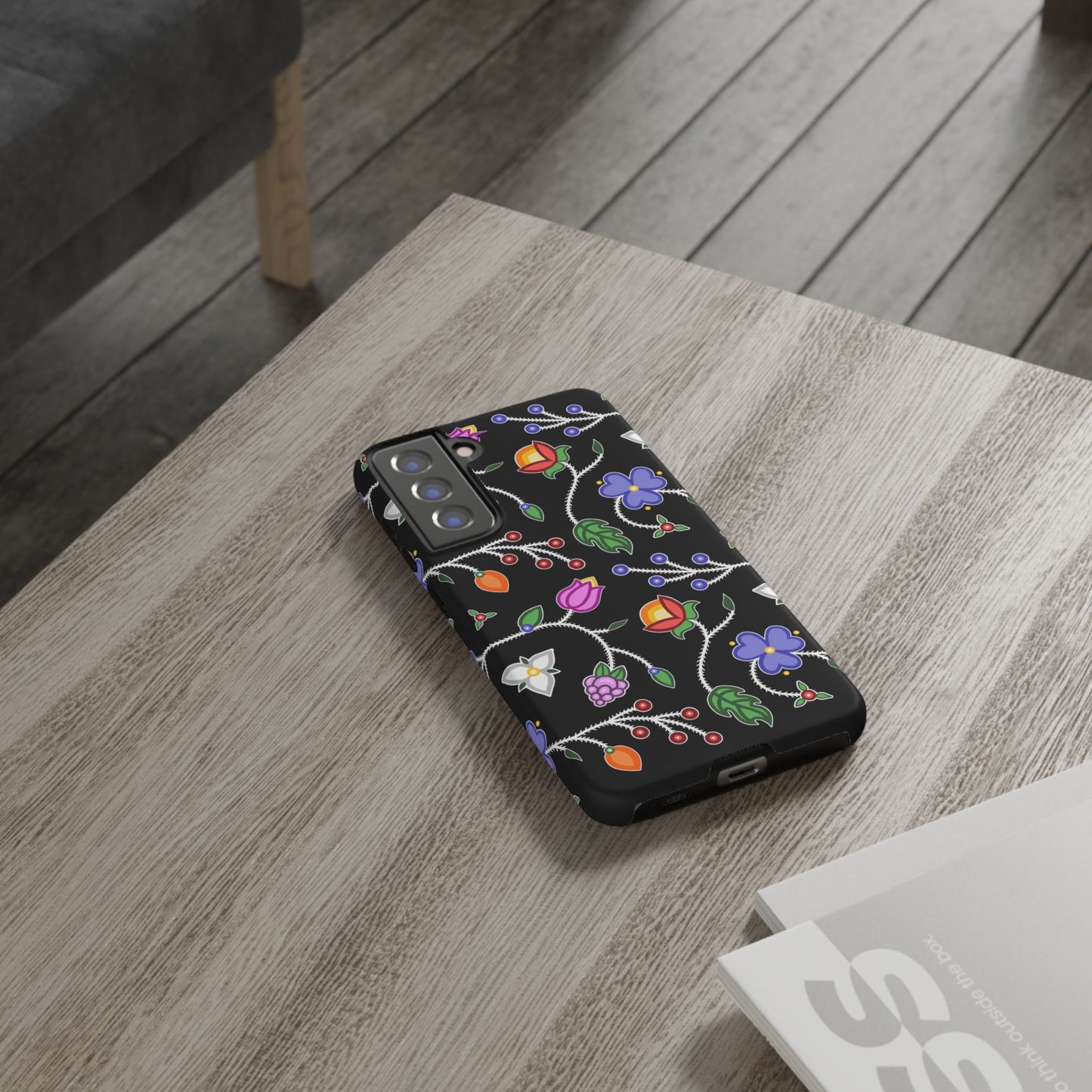 Ojibwe Floral Tough Phone Cases - Black