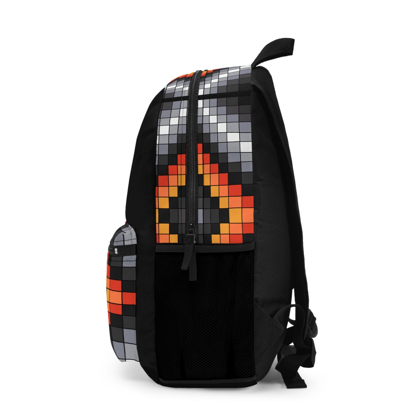 Faux Loom Beadwork Geometric Design - Black Backpack - Black & Fire Colors